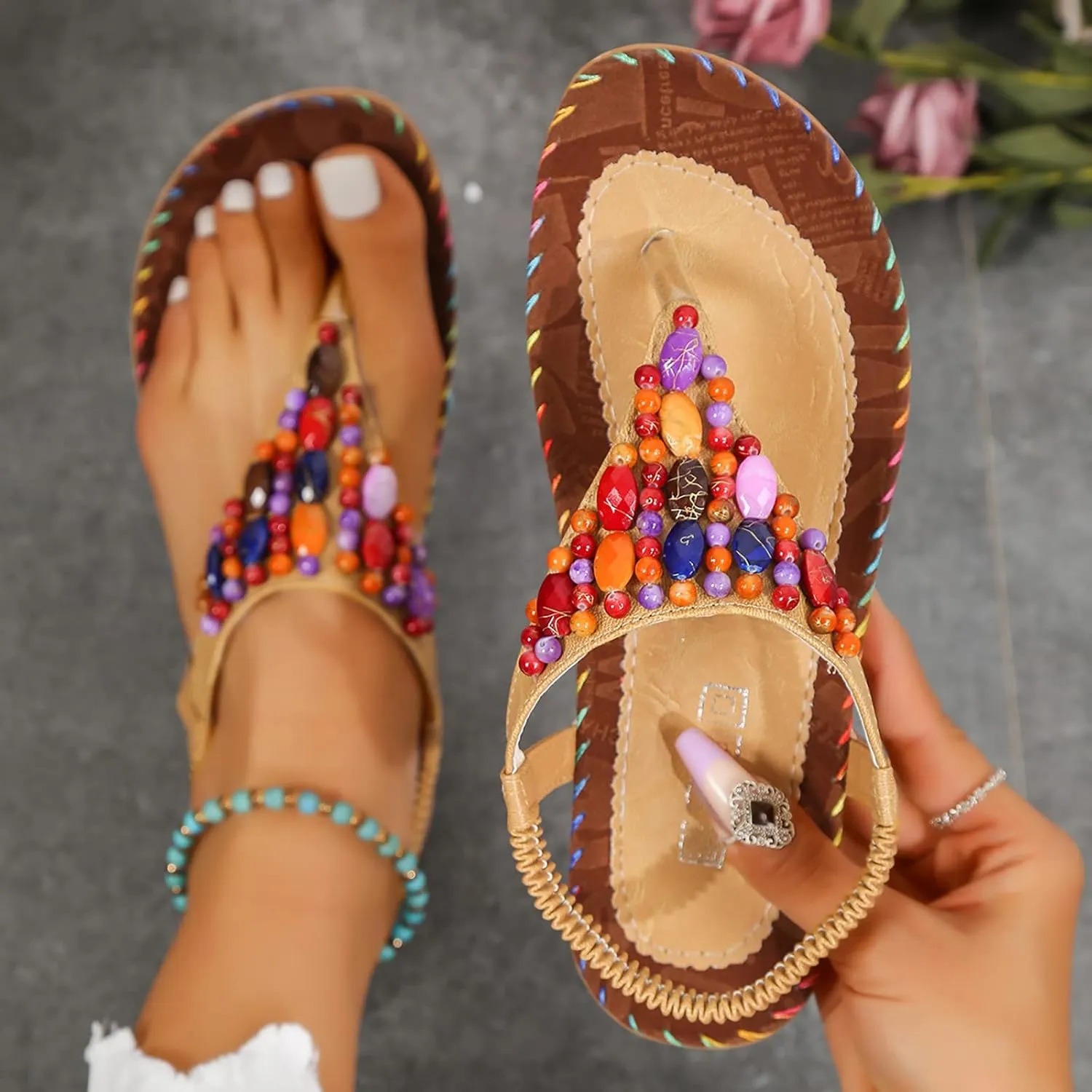 Women Elastic Casual Open Toe Flat Comfortable Soft Sole Beach Shoes Sandals Sandal Heels Shoes for Women