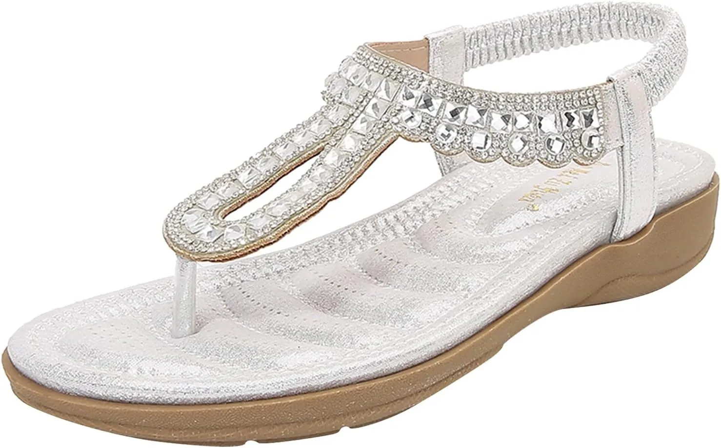 Women's Beach Sandals T-strap Low Wedges Slip On Walking Flat Lightweight Flip Flops Women Orthopedic Sandals