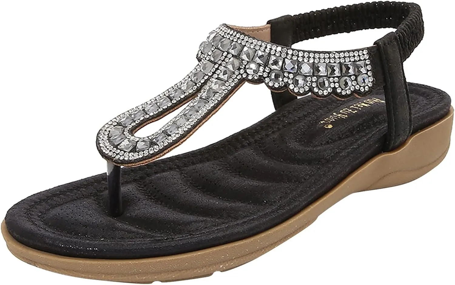 Women's Beach Sandals T-strap Low Wedges Slip On Walking Flat Lightweight Flip Flops Women Orthopedic Sandals