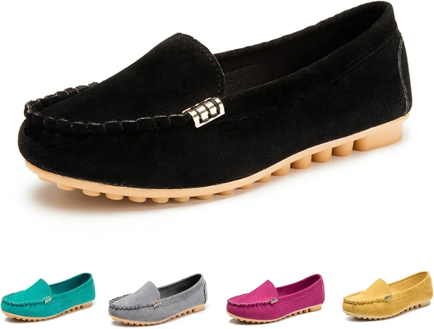 Women's Comfort Leather Penny Loafers Classic Slip On Shoes Breathable Driving Shoes Lightweight Walking Flats Casual Nurse Shoe Dressy Work Travel Sneakers