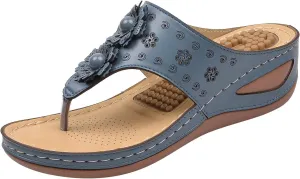 Womens Comfortable Orthopedic Flip Flops with Arch Support Yoga Mat Cushion Summer Beach Sandals for Plantar Fasciitis Pain Relief Walking