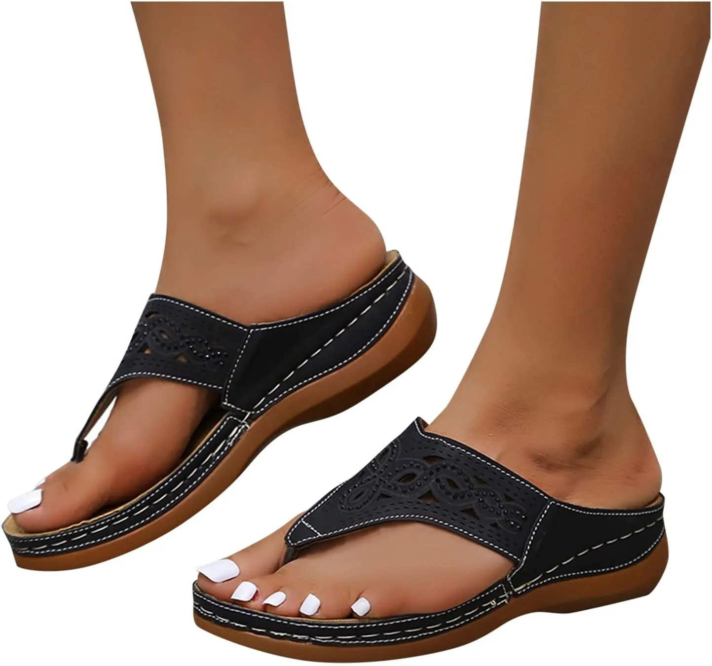 Womens Comfy Wedge Orthopedic Sandals Orthopedic Flip Flop Slippers Orthopedic Shoes for Women Sandals Comfortable Orthopedic Comfy Black Sandals for Women Mens Orthopedic Walking Sandals