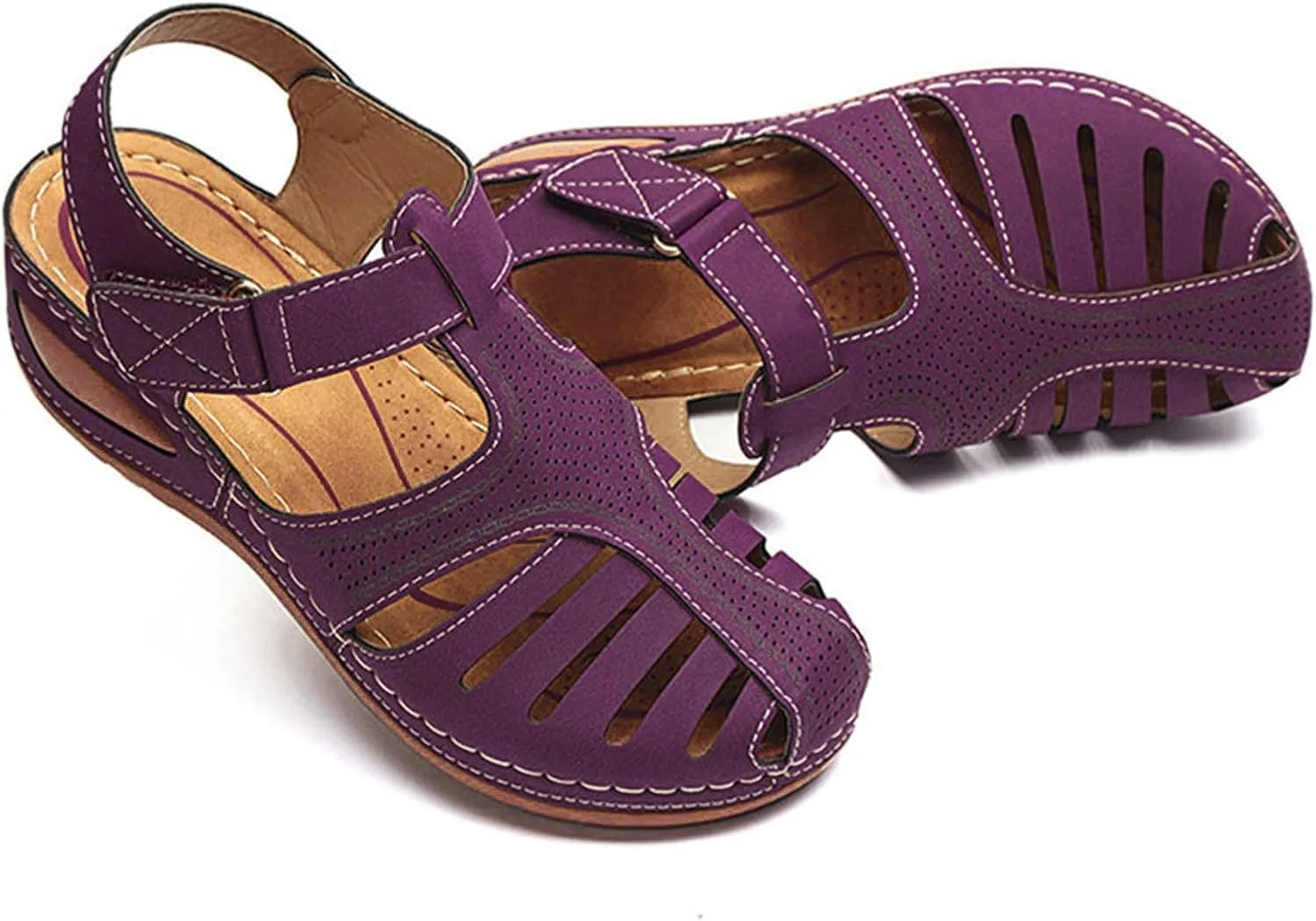 Womens Dressy Slide Sandals Memory Foam Barefoot Comfortable Summer Casual Shoes Adjustable Buckle Arch Support Beach Fashion Orthopedic Shoes for Women