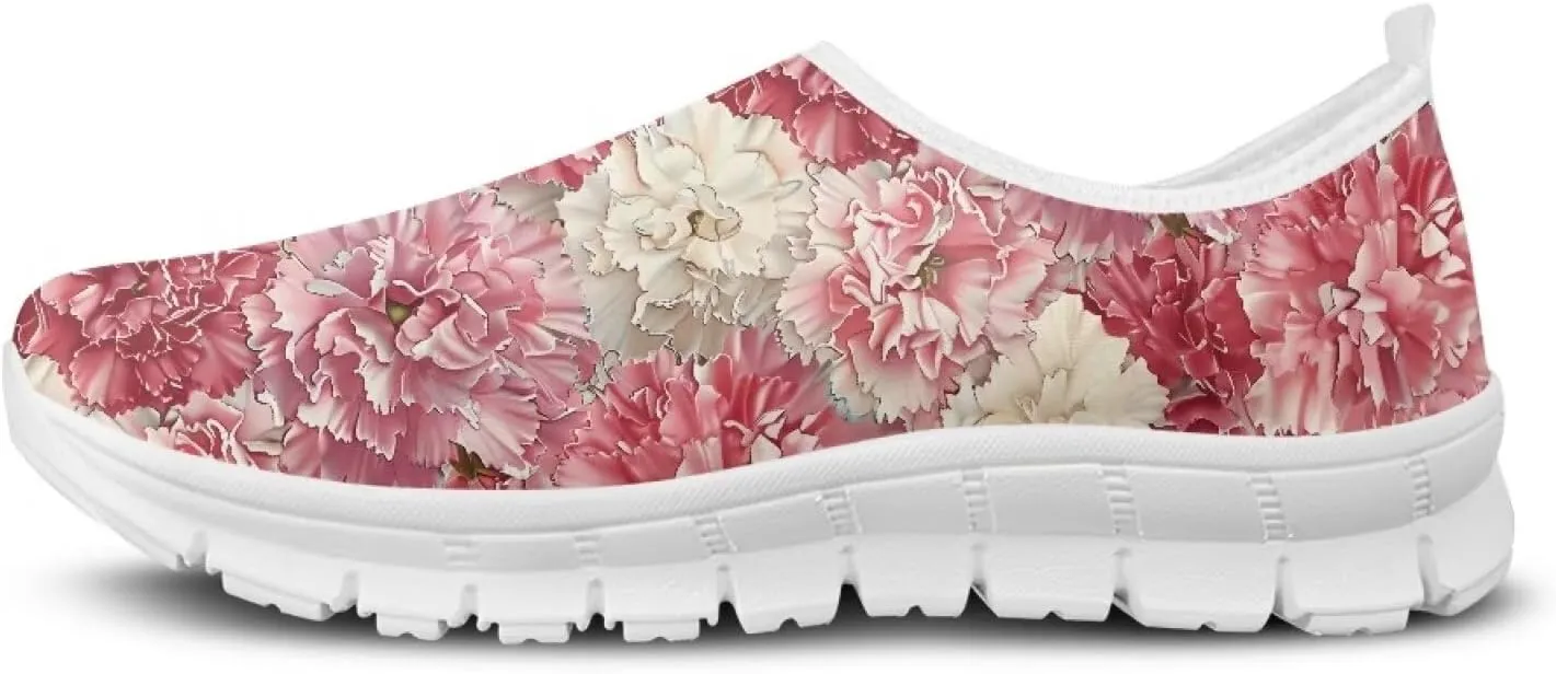 Women's Floral Print Sneaker Casual Low-Top Comfortable Outdoor Shoes Breathable Slip On Anti-Skid Tennis Sneaker for Ladies US 5.5-11.5