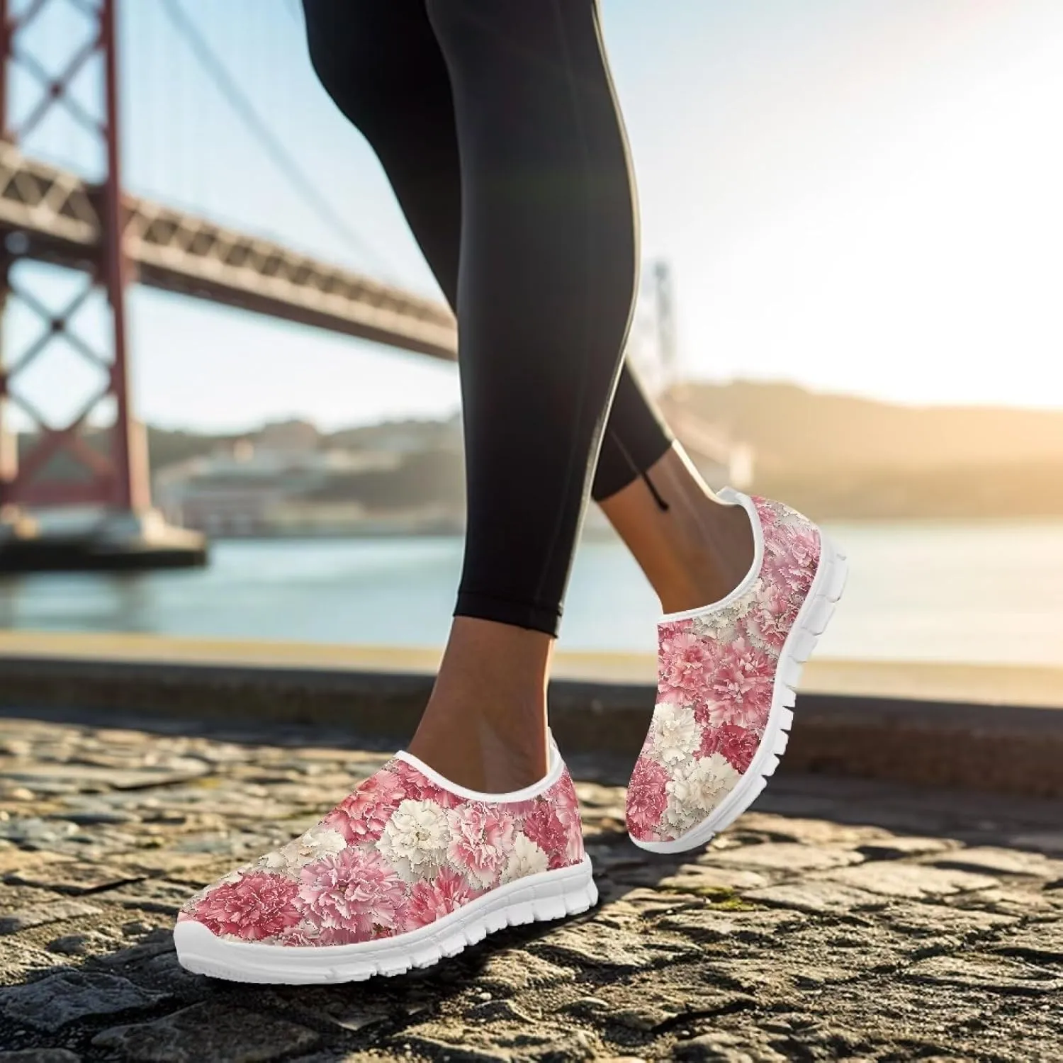 Women's Floral Print Sneaker Casual Low-Top Comfortable Outdoor Shoes Breathable Slip On Anti-Skid Tennis Sneaker for Ladies US 5.5-11.5
