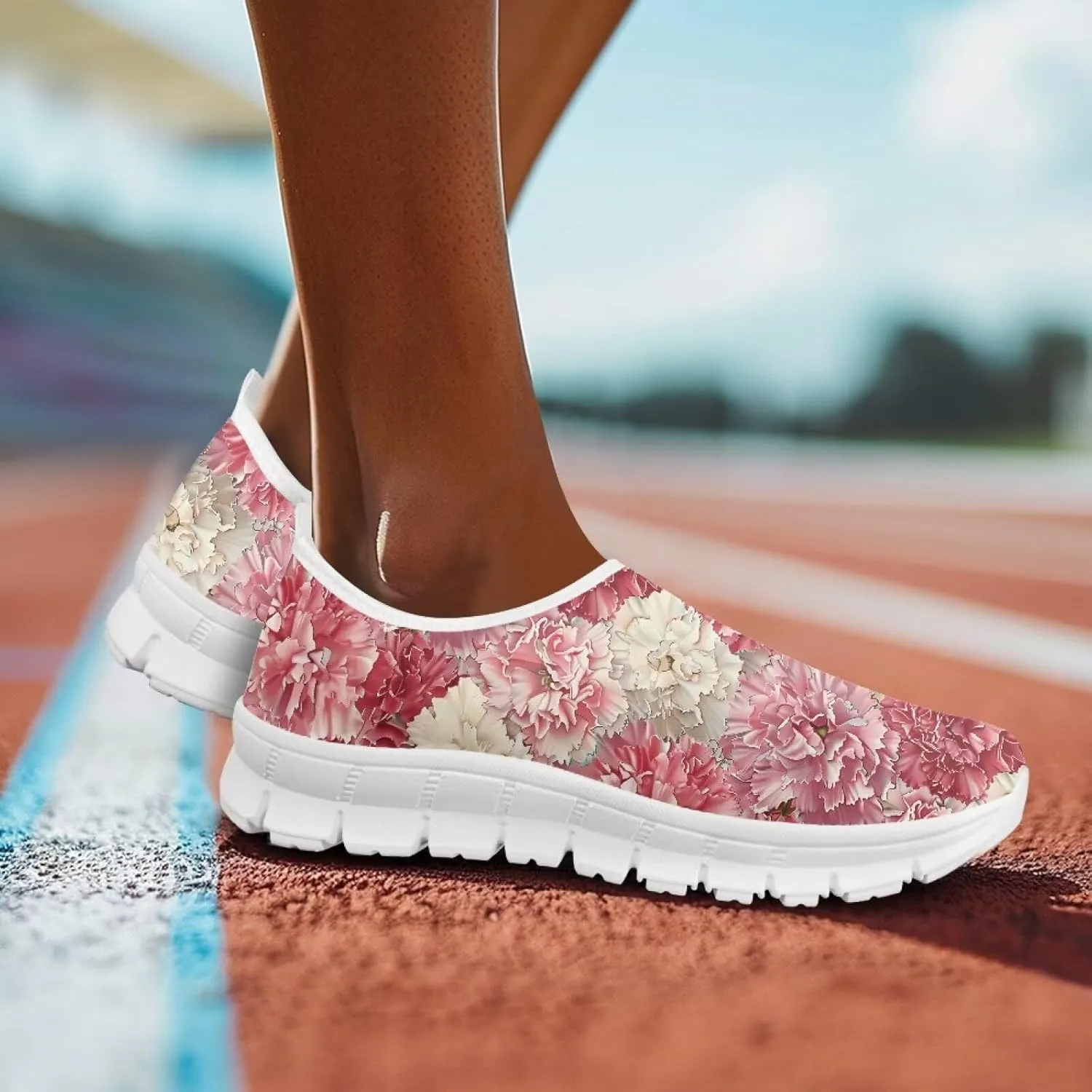 Women's Floral Print Sneaker Casual Low-Top Comfortable Outdoor Shoes Breathable Slip On Anti-Skid Tennis Sneaker for Ladies US 5.5-11.5