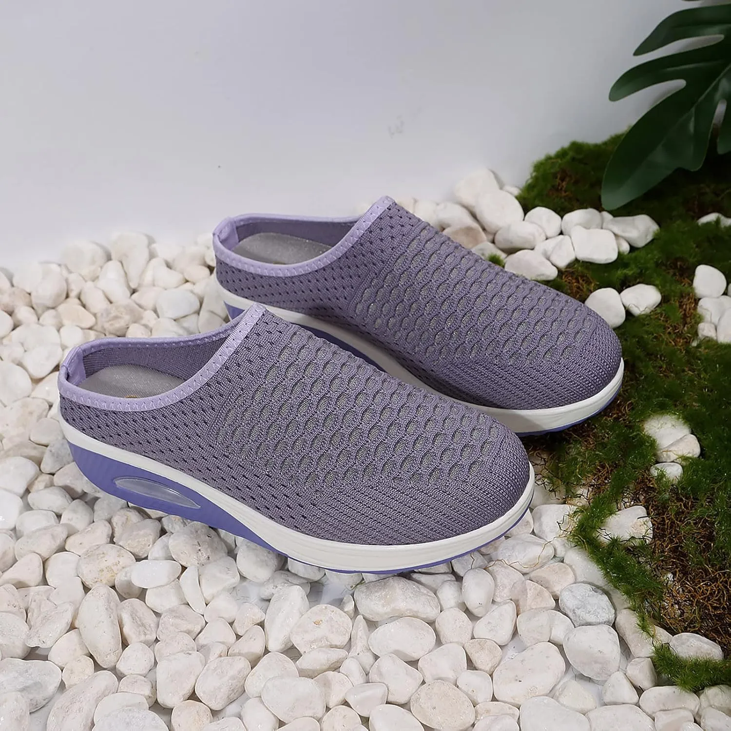 Women's Mules Clogs Shoes Breathable Mesh Wedge Walking Shoes Platform Sneakers Sport Sandals Casual Sneakers
