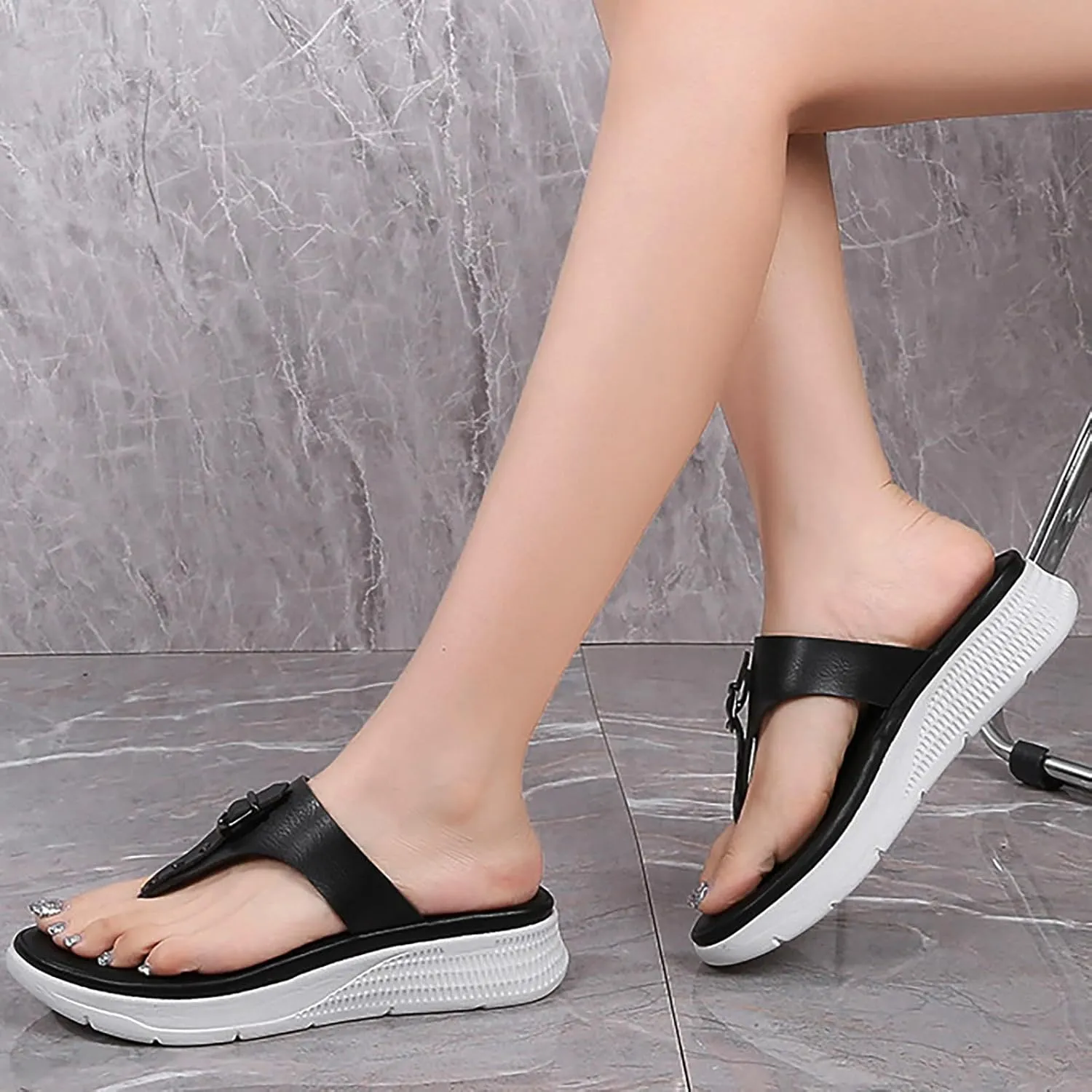 Women's Orthopedic Arch Support Sandals Comfortable Thong T-Strap Orthotic Casual Flat Sandals Walking Sandals Women