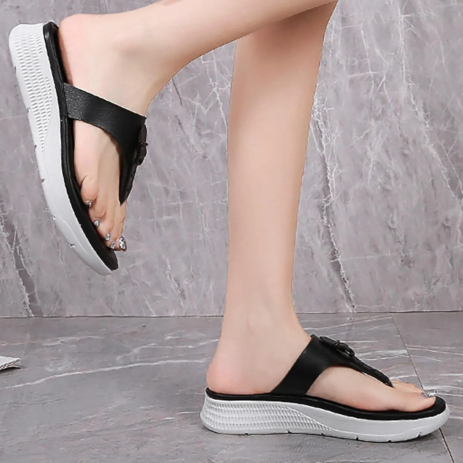 Women's Orthopedic Arch Support Sandals Comfortable Thong T-Strap Orthotic Casual Flat Sandals Walking Sandals Women