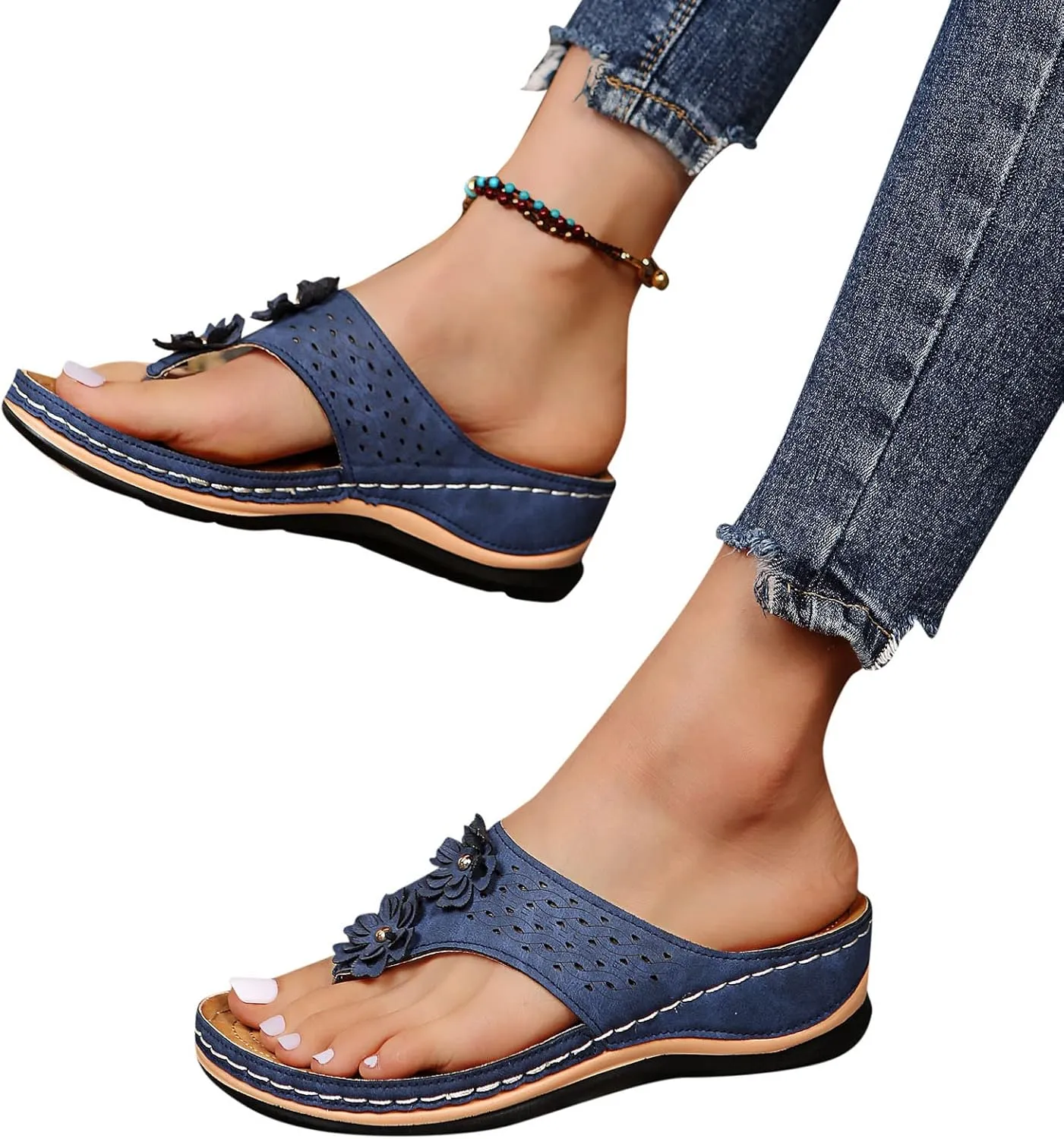 Womens Orthopedic Slides Arch Support Comfortable Walking Sandals Orthotic Summer Casual Lightweight Slip On Plantar Fasciitis