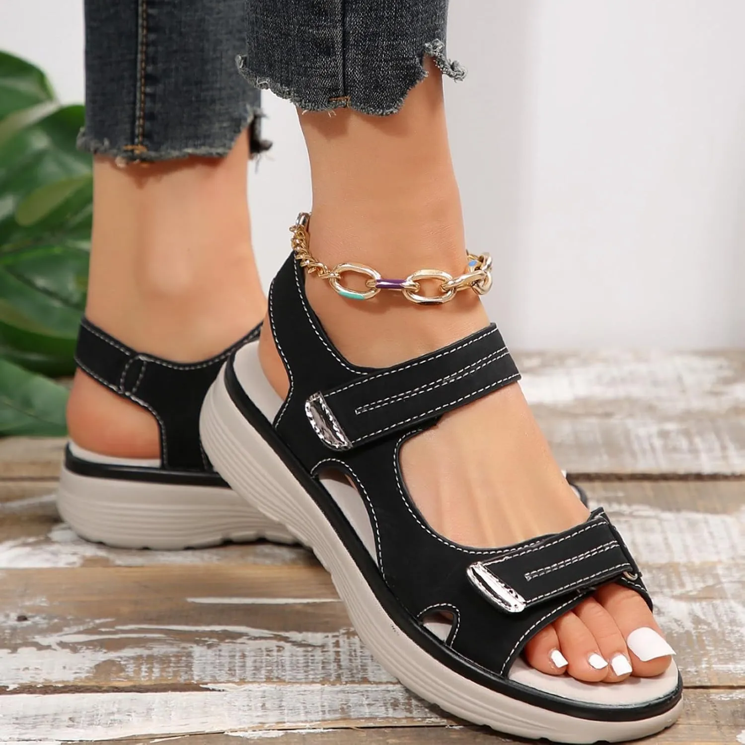 Women's Orthopedic Sport Sandals with Arch Support Soft Cushion Comfortable Walking Sandal Wide Width Dress Orthotic Sport Shoes