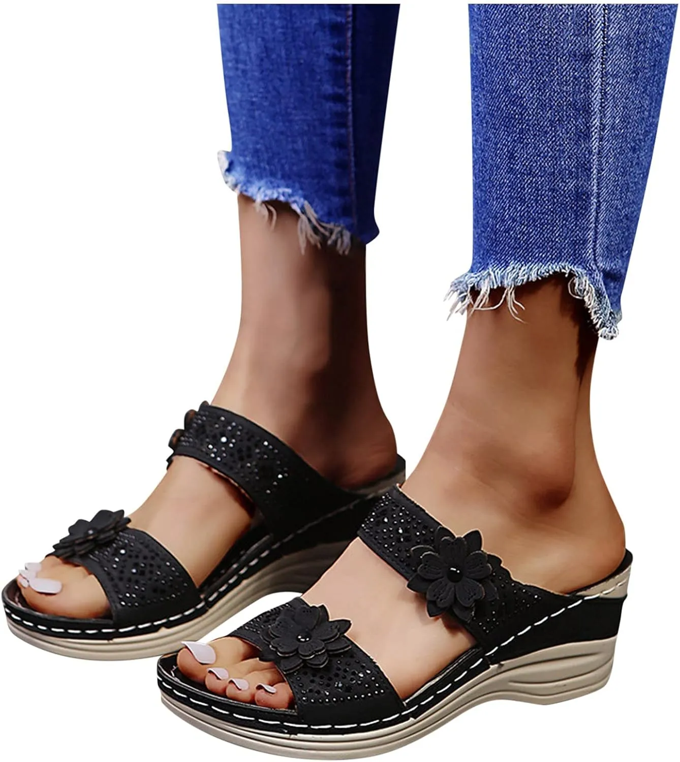 Womens Orthopedic Walking Sandals Orthopedic Women's Wide Width Sandals Woman Arch Support Sandals Orthopedic Dressy Sandals for Plantar Fasciitis for Women Orthopedic Walking Sandals for Wide Feet