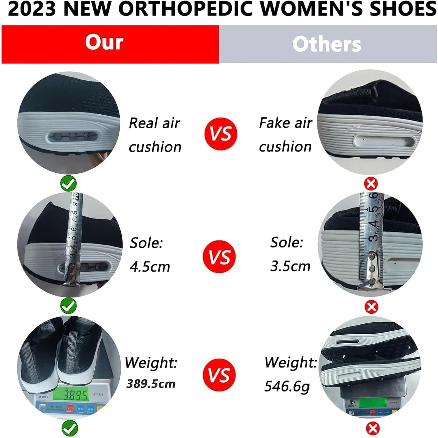 Women's Orthopedic Walking Shoes Nursing Shoe Air Cushion Zapatos Ortopdicos Diabetic Wedge Sneaker Rocker Platform Wedge Sneakers