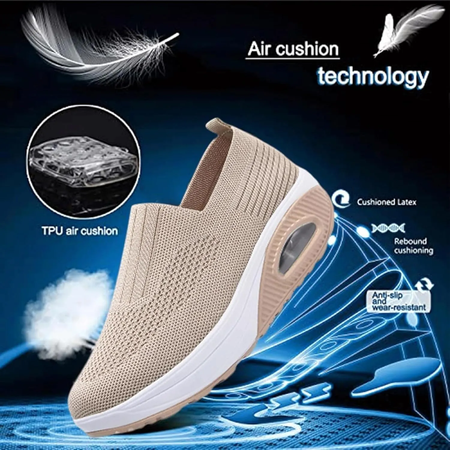 Women's Orthopedic Walking Shoes Nursing Shoe Air Cushion Zapatos Ortopdicos Diabetic Wedge Sneaker Rocker Platform Wedge Sneakers