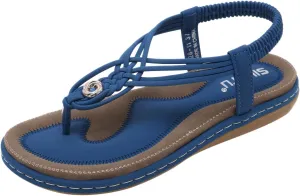 Women's Sandal T-Strap Flat Flats Glitter Thong Flip Flops Elastic Ankle Strap Dress Shoes Summer Open Toe Sandal