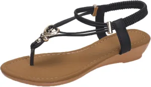 Women's Sandals Beach Beaded Ankle Walking Strap Casual Flip Flops Ladies Sexy Flat Shoes Platform Sandals