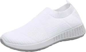 Women's Walking & Jogging Shoes Hands Free Slip-ins Sneaker Elastic Knit Slip On Walk Sock Shoes Casual Comfortable Non Slip Work Loafers Athletic Tennis Sneakers