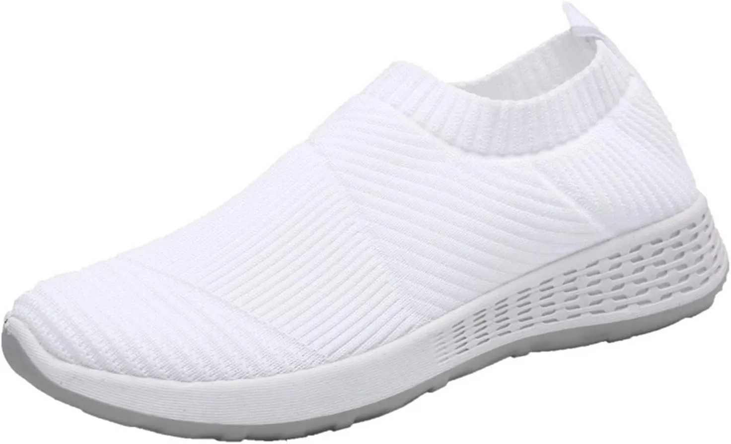 Women's Walking & Jogging Shoes Hands Free Slip-ins Sneaker Elastic Knit Slip On Walk Sock Shoes Casual Comfortable Non Slip Work Loafers Athletic Tennis Sneakers
