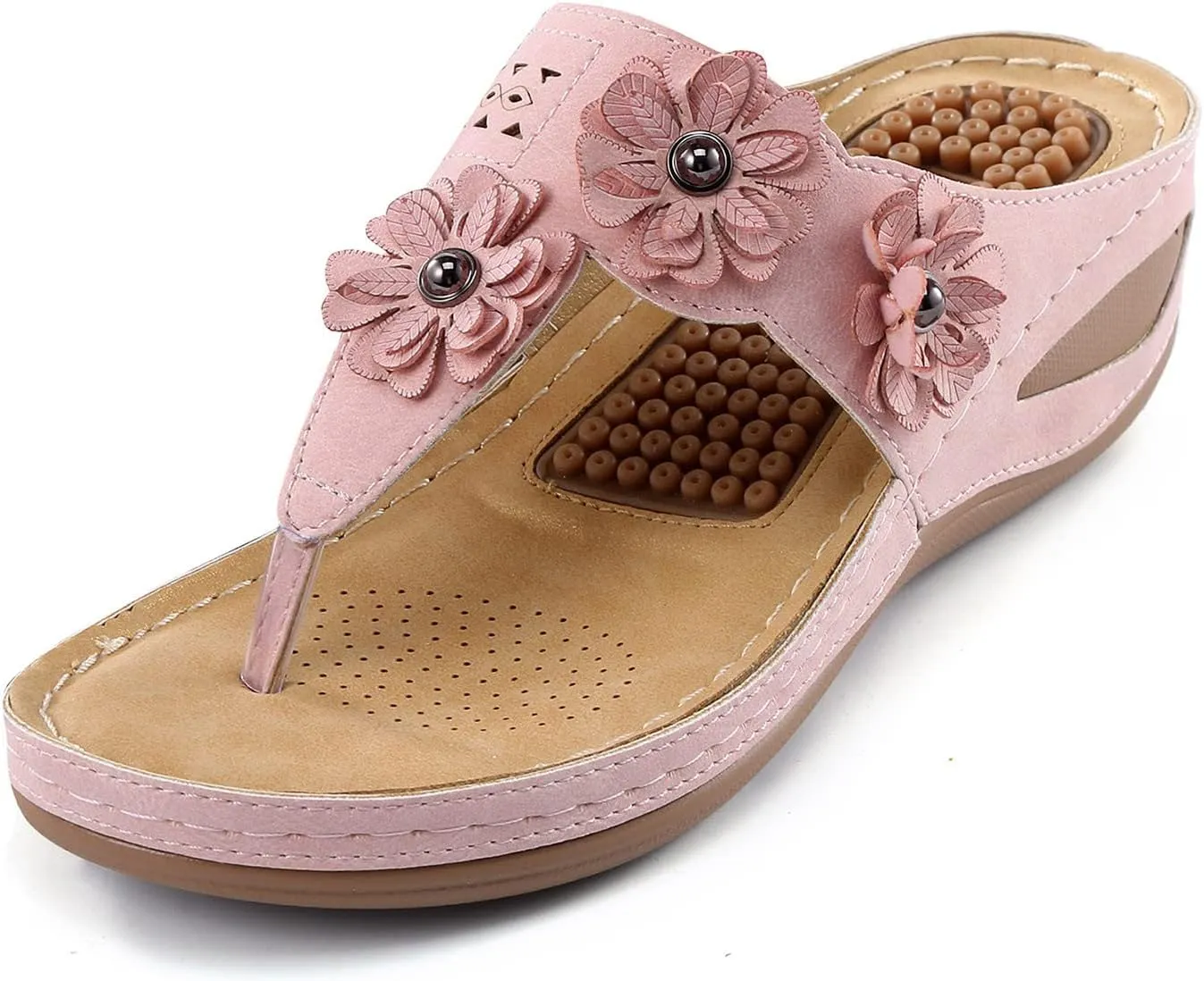 Womens Wedge Flip Flops Sandals With Arch Support Summer Comfortable Platform Bohemia Flat Shoes Massage Womens Sandals