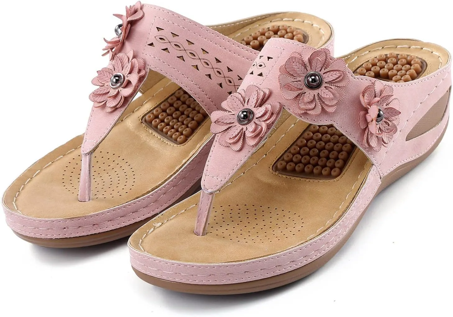Womens Wedge Flip Flops Sandals With Arch Support Summer Comfortable Platform Bohemia Flat Shoes Massage Womens Sandals