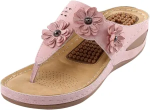 Womens Wedge Flip Flops Sandals With Arch Support Summer Comfortable Platform Bohemia Flat Shoes Massage Womens Sandals