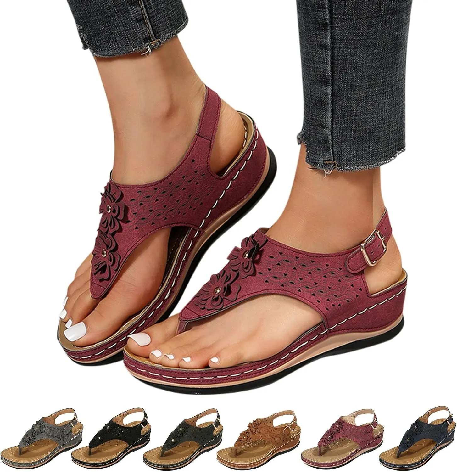 Womens with Arch Support Walking Sandals Orthopedic Recovery Slides Comfortable Adjustable Straps Thick Cushion Summer Beach Casual Outdoor Footwear