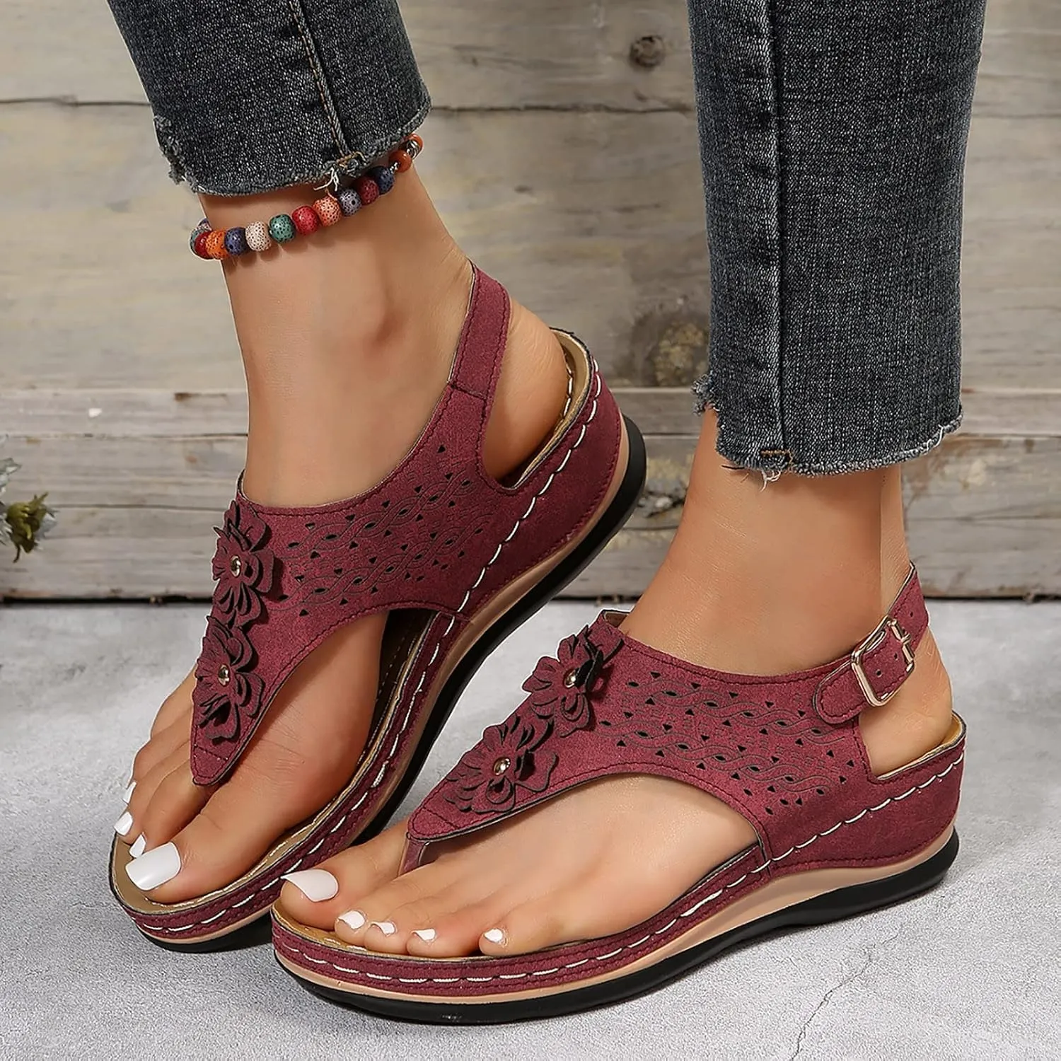 Womens with Arch Support Walking Sandals Orthopedic Recovery Slides Comfortable Adjustable Straps Thick Cushion Summer Beach Casual Outdoor Footwear