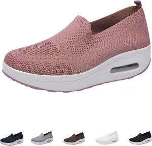 Women's Woven Orthopedic Breathable Soft Shoes, Walking Slip-On Diabetic Foam Shoes, Lightweight Slip-On Walking Shoes with Arch Support