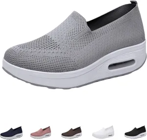 Women's Woven Orthopedic Breathable Soft Shoes, Walking Slip-On Diabetic Foam Shoes, Lightweight Slip-On Walking Shoes with Arch Support