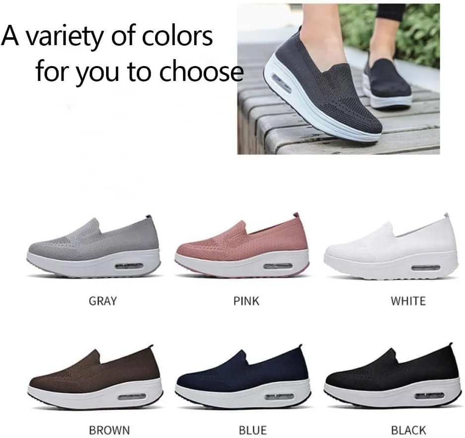 Women's Woven Orthopedic Breathable Soft Shoes, Walking Slip-On Diabetic Foam Shoes, Lightweight Slip-On Walking Shoes with Arch Support