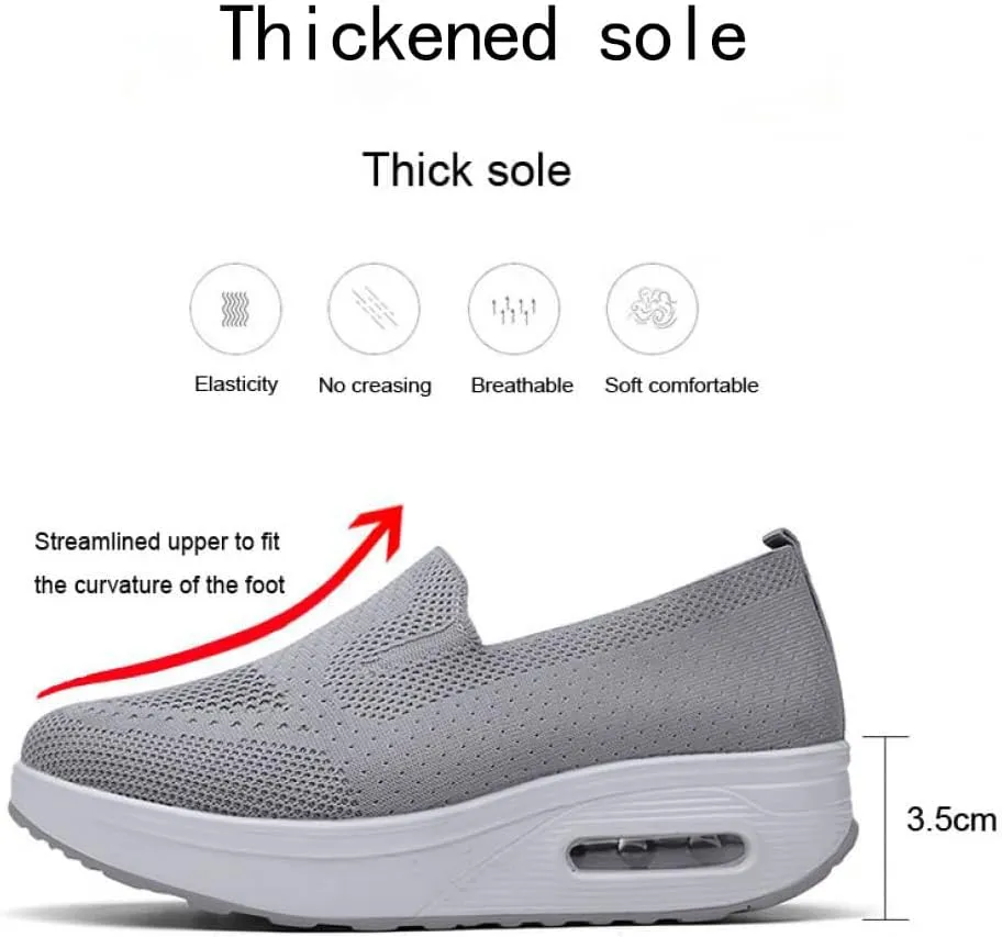 Women's Woven Orthopedic Breathable Soft Shoes, Walking Slip-On Diabetic Foam Shoes, Lightweight Slip-On Walking Shoes with Arch Support