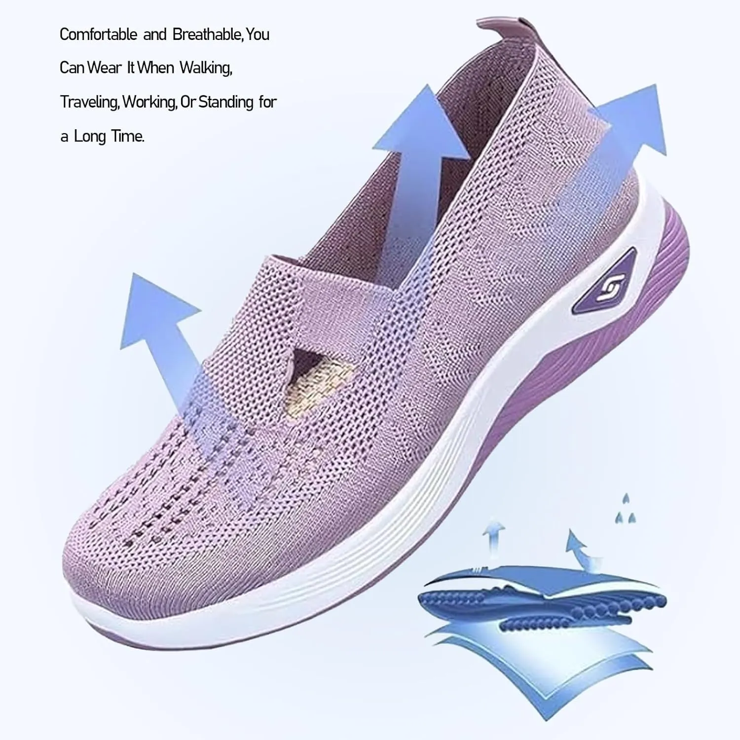Zapatos Ortopdicos para Mujer, Women's Woven Orthopedic Breathable Soft Soled Shoes, Go Walking Slip On Diabetic Foam Sneakers, Casual Comfortable Nurse Shoes Arch Support